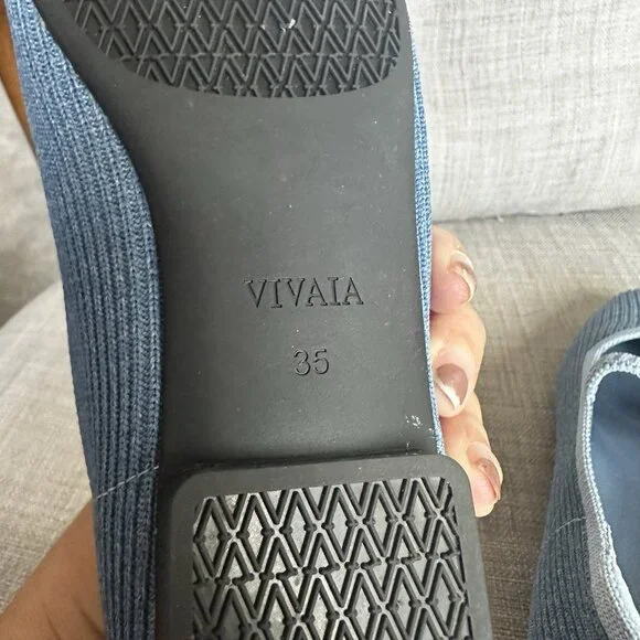 Vivaia Square Toe Margot Mary Janes Shoes Flats Denim Blue Size 35 US Sz 5 - Picture 10 of 10